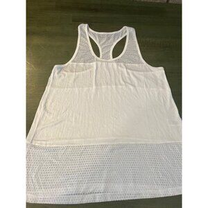 Beyond Yoga White Racerback Perforated Tank Top Womens Lightweight Breathable St